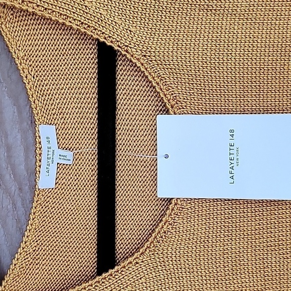 Lafayette 148 New York Mustard Yellow Silk Scoop Neck Knit Tank Size XXS NWT - Picture 3 of 5